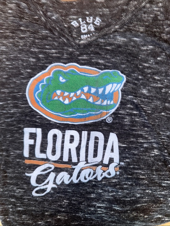 Blue 84 Tops - Blue 84 Black Marled Florida Gators Long Sleeve Tee with Gator Logo S